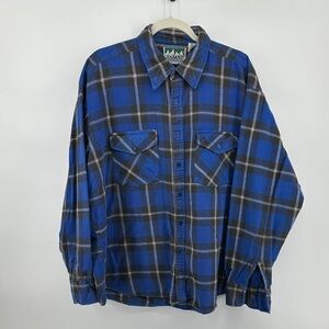 VTG Retro Rugged Workwear Haband Blue and Black Checkered Men's Shirt Sz2X